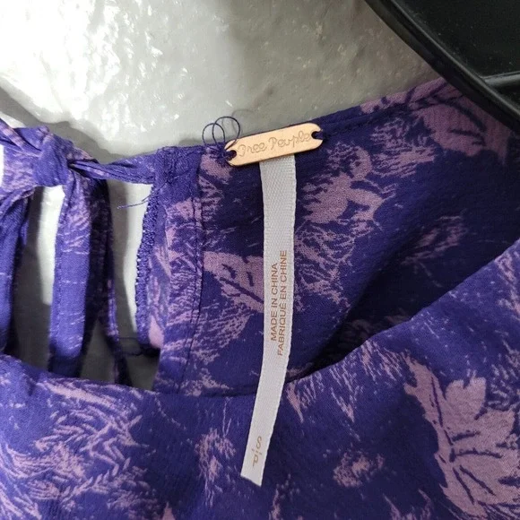 Free People Purple Floral Ruffle Long Sleeve These Dreams Mini Dress Size Sm - Picture 4 of 8